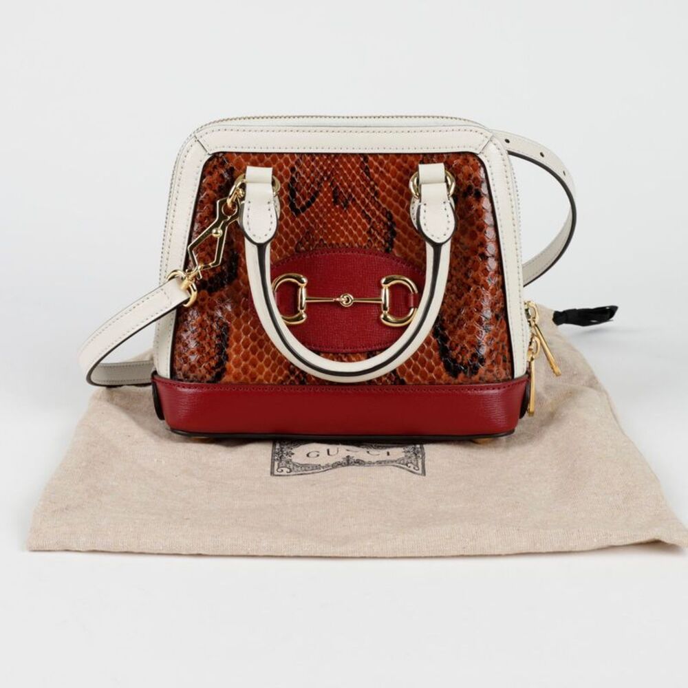 Horsebit Mini Python Top Handle Tote Shoulder Bag - image 1